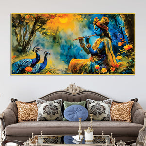 traditional-lord-krishna-painting-with-peacock-for-home-wall