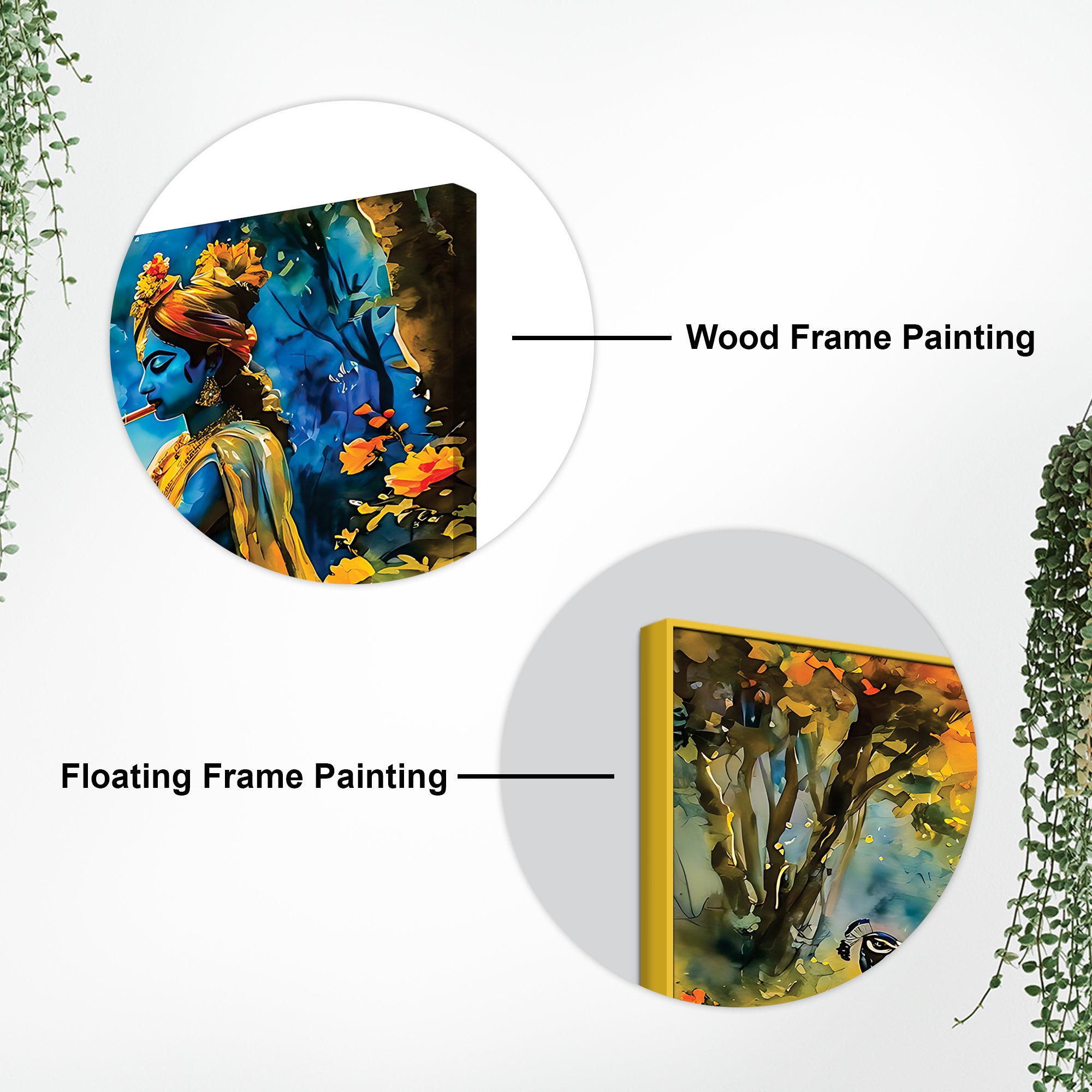 Traditional Lord Krishna Painting with Peacock for Home Wall