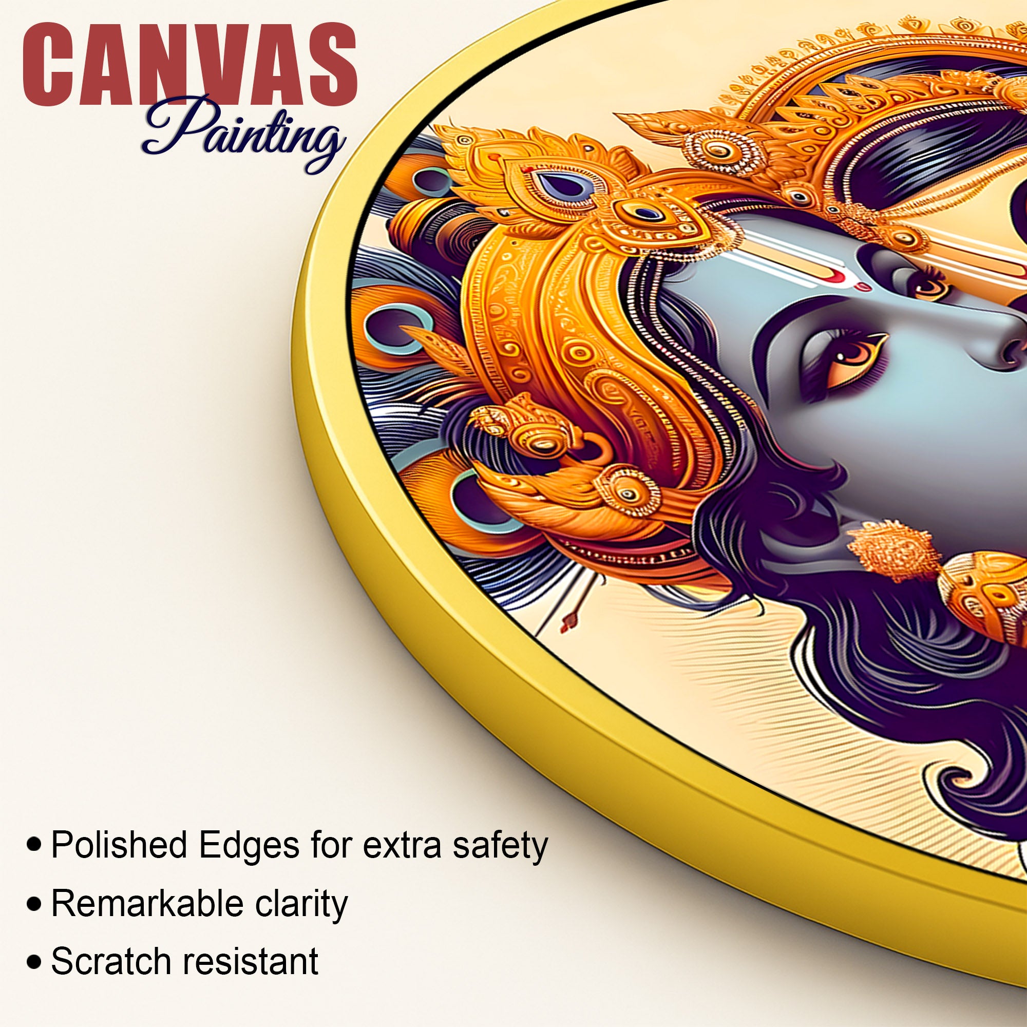Traditional Lord Radha Krishna Round Painting