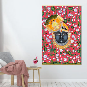 traditional-lord-shrinath-ji-folk-art-canvas-wall-painting