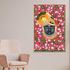 Traditional Lord Shrinath Ji Folk Art Canvas Wall Painting