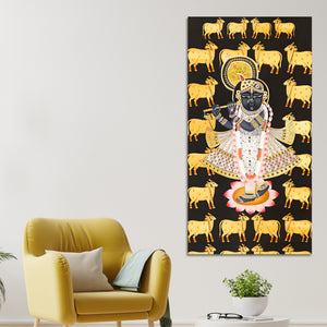 Traditional Lord Shrinathji Canvas Wall Painting | Indian Religious Wall Décor Art