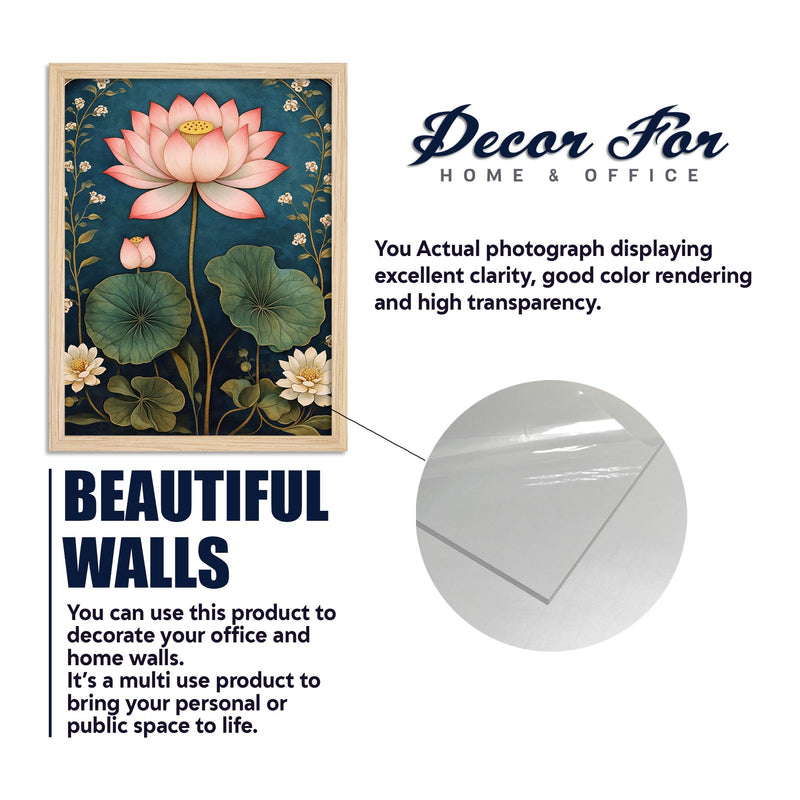Traditional Lotus Floral Wall Frame Set of Six