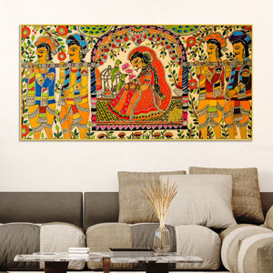Traditional Madhubani Bride Painting | Royal Wedding Scene Art