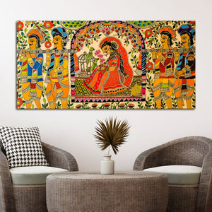 Traditional Madhubani Bride Painting | Royal Wedding Scene Art