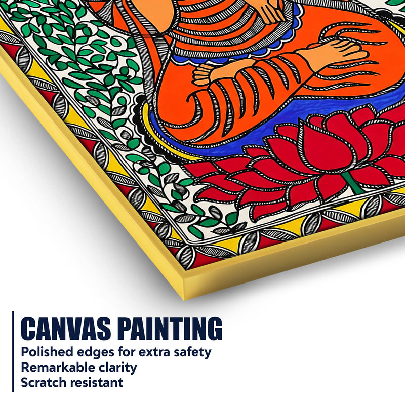 Traditional Madhubani Buddha Canvas Painting