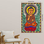 Traditional Madhubani Buddha Canvas Painting