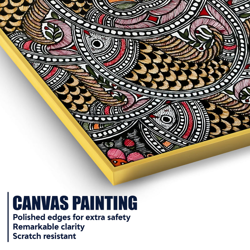 Traditional Madhubani Canvas Painting for Living Room Wall Decor