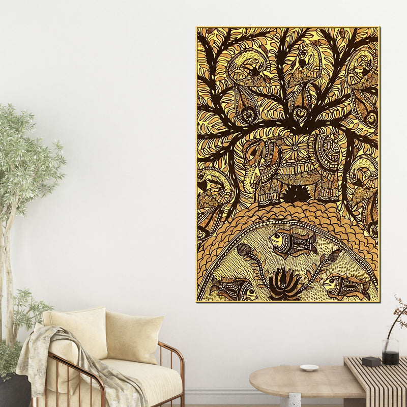 Traditional Madhubani Canvas Painting for Wall Decor