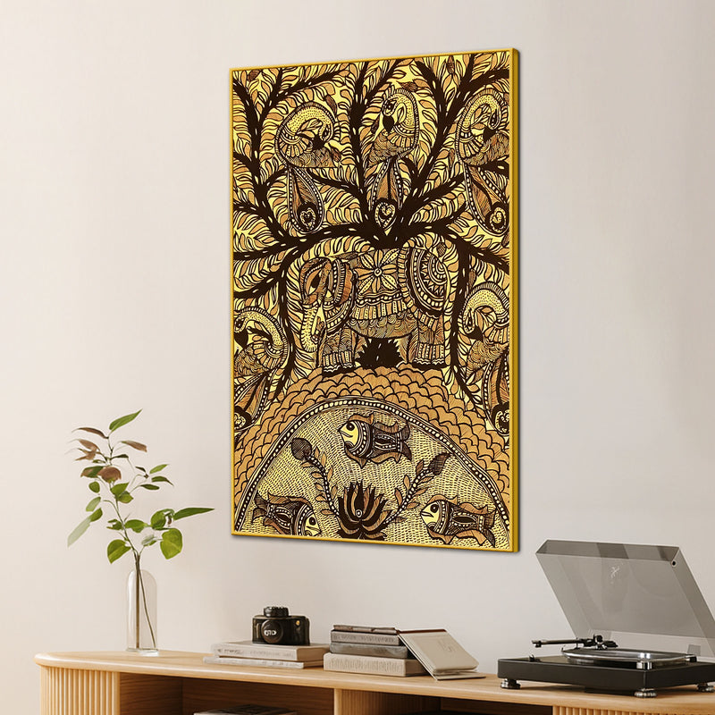 Traditional Madhubani Canvas Painting for Wall Decor