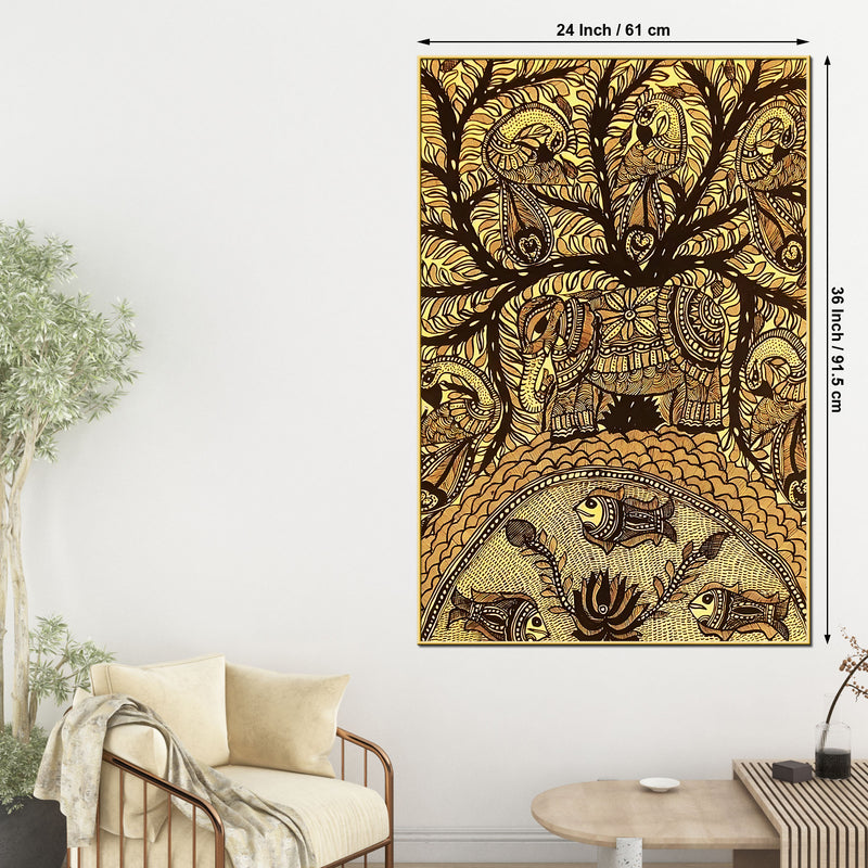 Traditional Madhubani Canvas Painting for Wall Decor