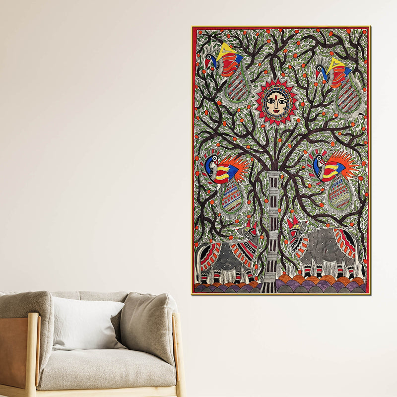 Traditional Madhubani Canvas Painting for Wall Decoration