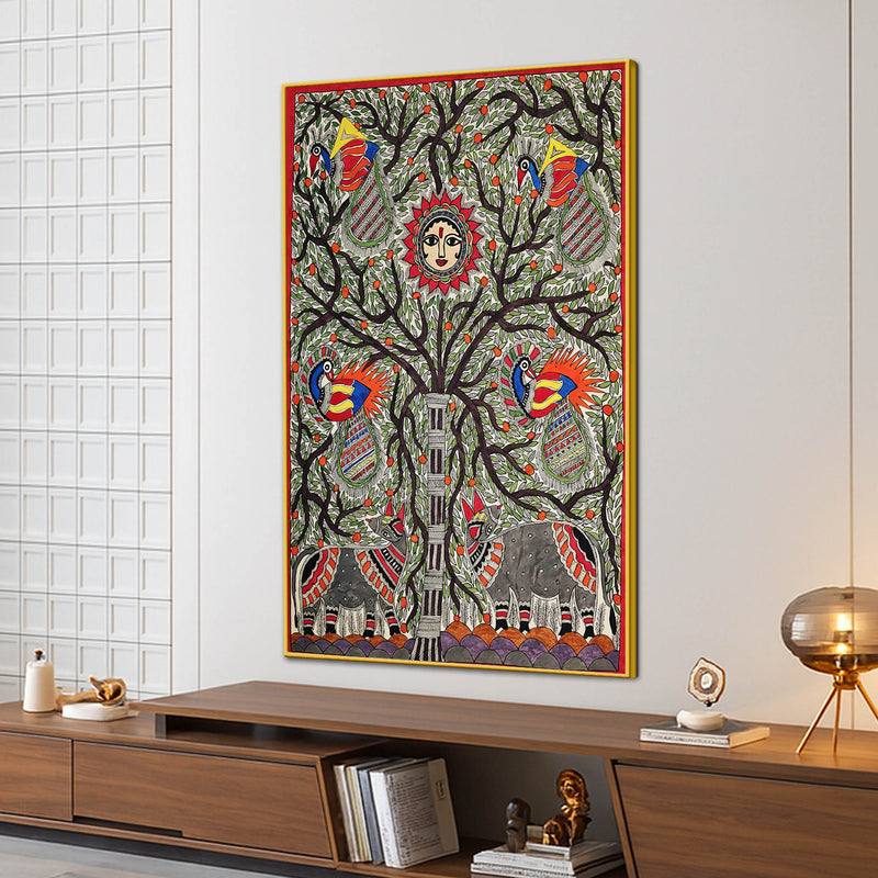Traditional Madhubani Canvas Painting for Wall Decoration