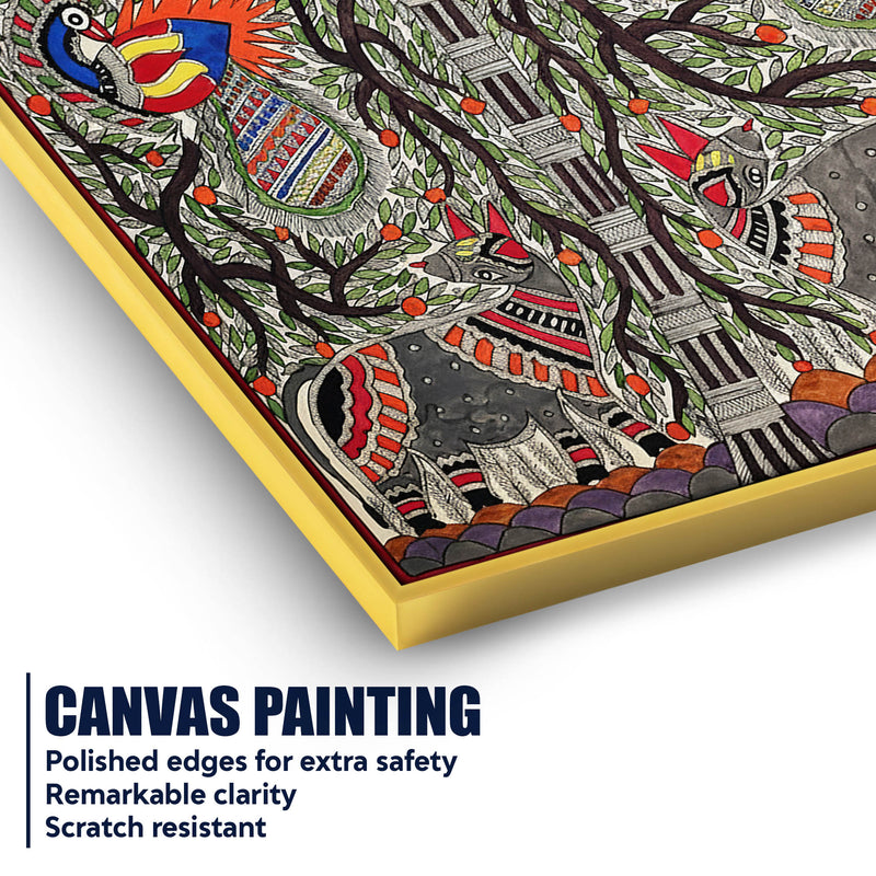 Traditional Madhubani Canvas Painting for Wall Decoration