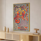 Traditional Madhubani Devi Canvas Painting for Ethnic Indian Wall Decor