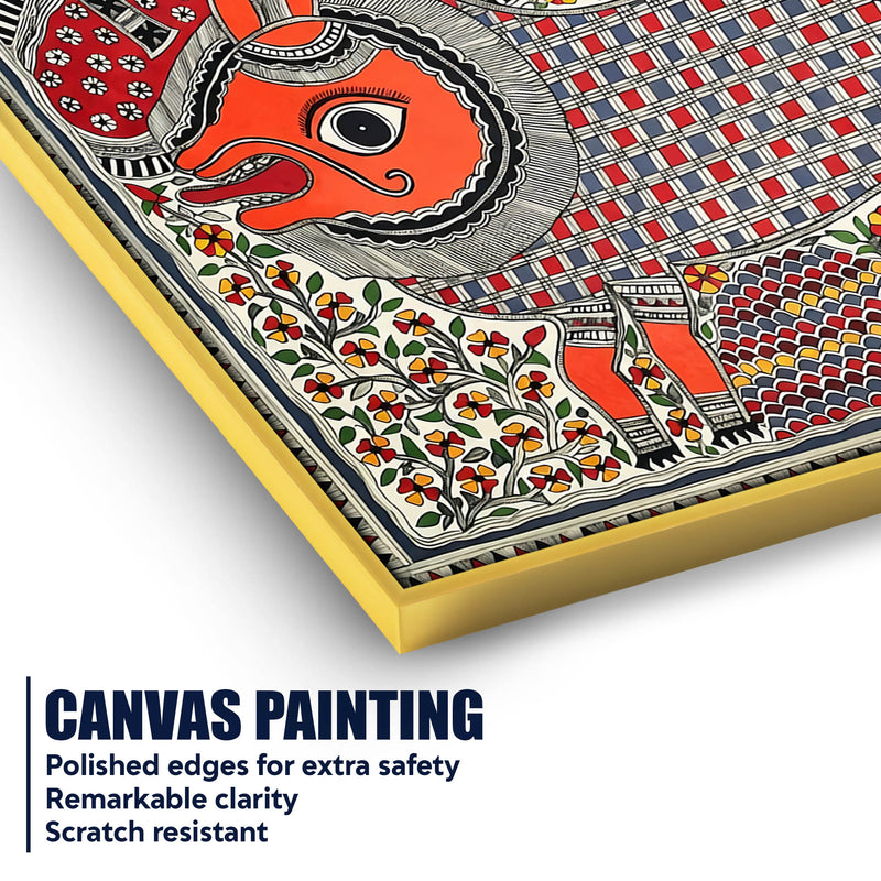 Traditional Madhubani Devi Canvas Painting for Ethnic Indian Wall Decor