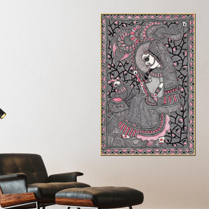 traditional-madhubani-woman-canvas-painting