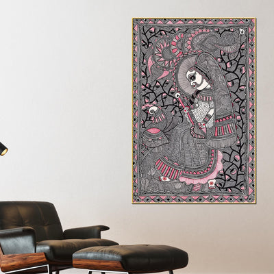 traditional-madhubani-woman-canvas-painting