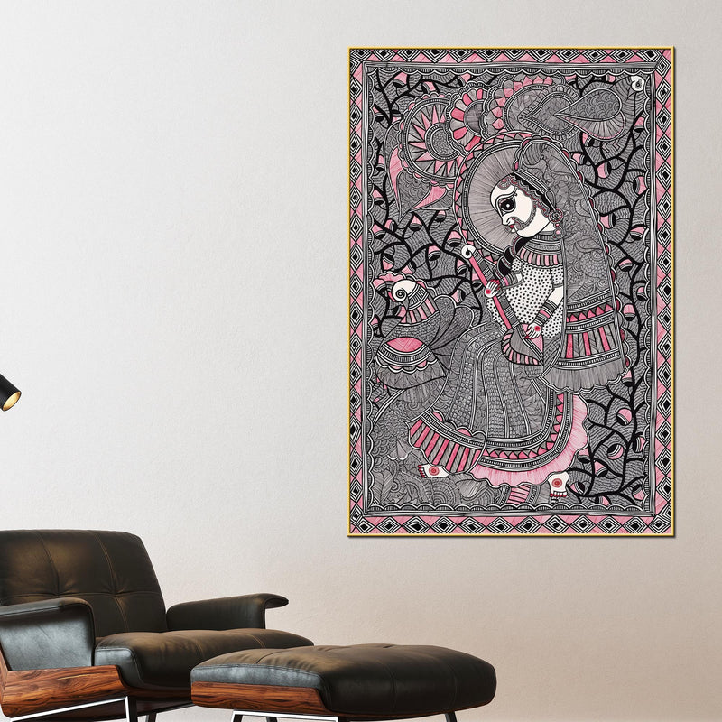 traditional-madhubani-woman-canvas-painting