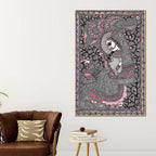 Traditional Madhubani Woman Canvas Painting