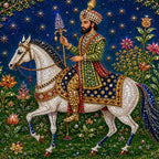 Traditional Mughal King Floating Frame Crystal Wall Painting