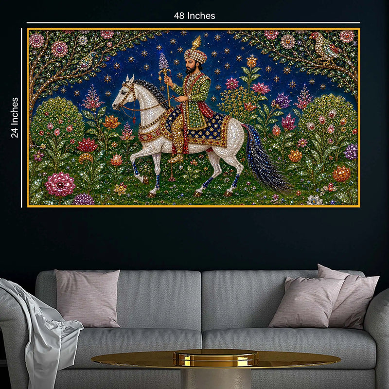 Traditional Mughal King Floating Frame Crystal Wall Painting