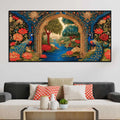 Traditional Peacock Floral Garden Canvas Wall Art Painting