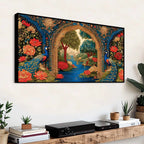 Traditional Peacock Floral Garden Canvas Wall Art Painting