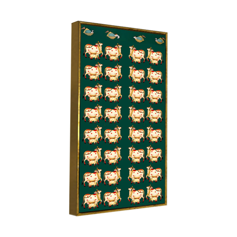 Traditional Pichwai Cow Canvas Wall Art | Ethnic Indian Décor Painting