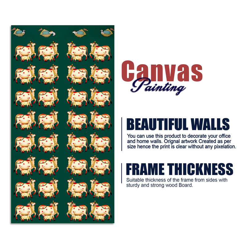 Traditional Pichwai Cow Canvas Wall Art | Ethnic Indian Décor Painting