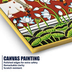 Traditional Pichwai Cow Lotus Canvas Wall Painting