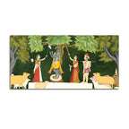 Traditional Pichwai Krishna with Gopis Canvas Wall Painting
