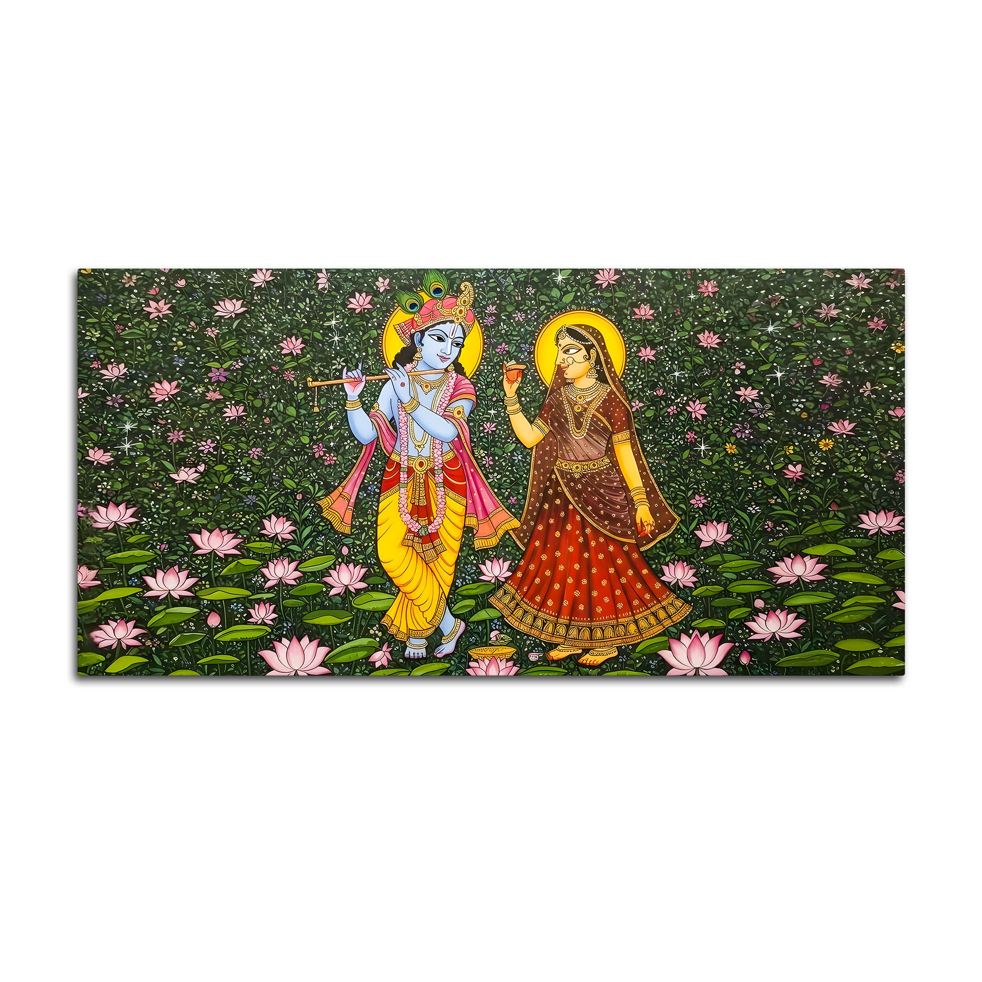 Traditional Pichwai Radha Krishna Canvas Painting | Divine Indian Wall Decor
