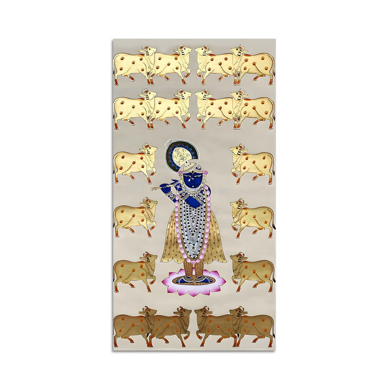 Traditional Pichwai Shrinath Ji Canvas Painting | Spiritual Wall Art