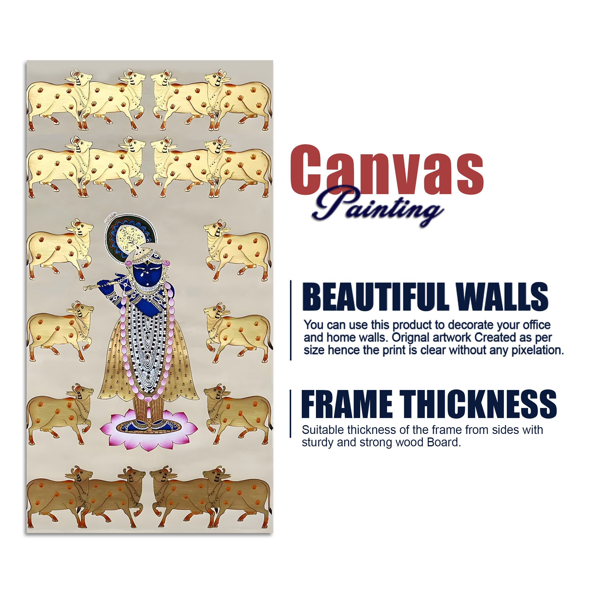 Traditional Pichwai Shrinath Ji Canvas Painting | Spiritual Wall Art