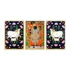 Traditional Pichwai Shrinath Ji Canvas Wall Painting Set of Three