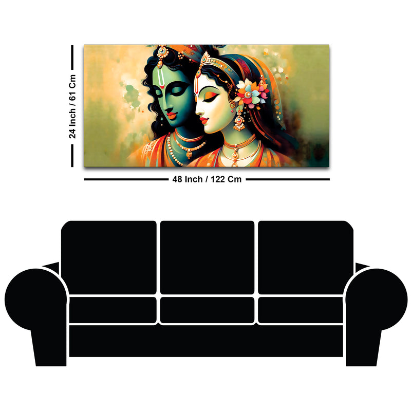 Traditional Radha Krishna Canvas Wall Painting for Spiritual Home Décor