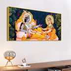 Traditional Radha Krishna Seated Canvas Wall Painting