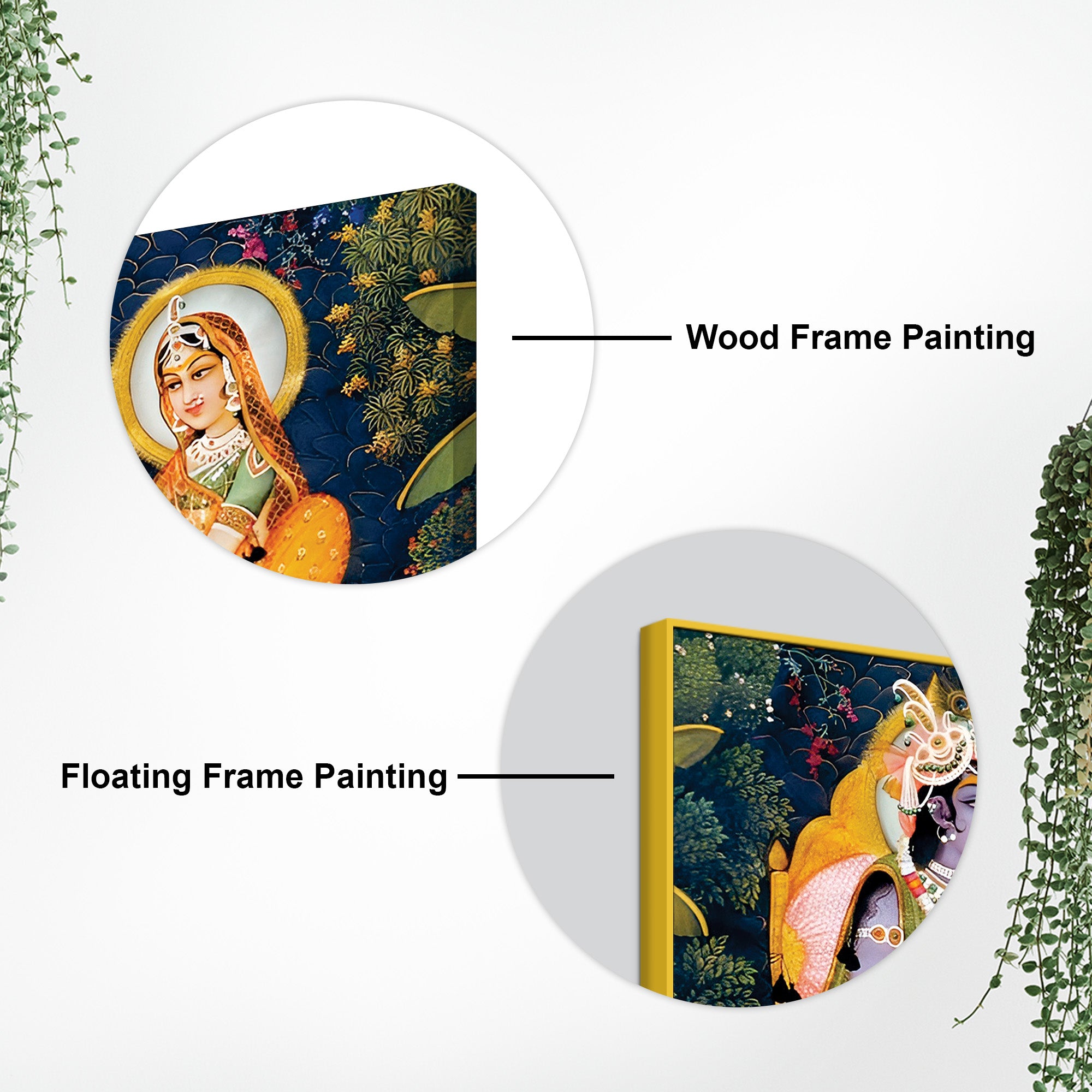 Traditional Radha Krishna Seated Canvas Wall Painting