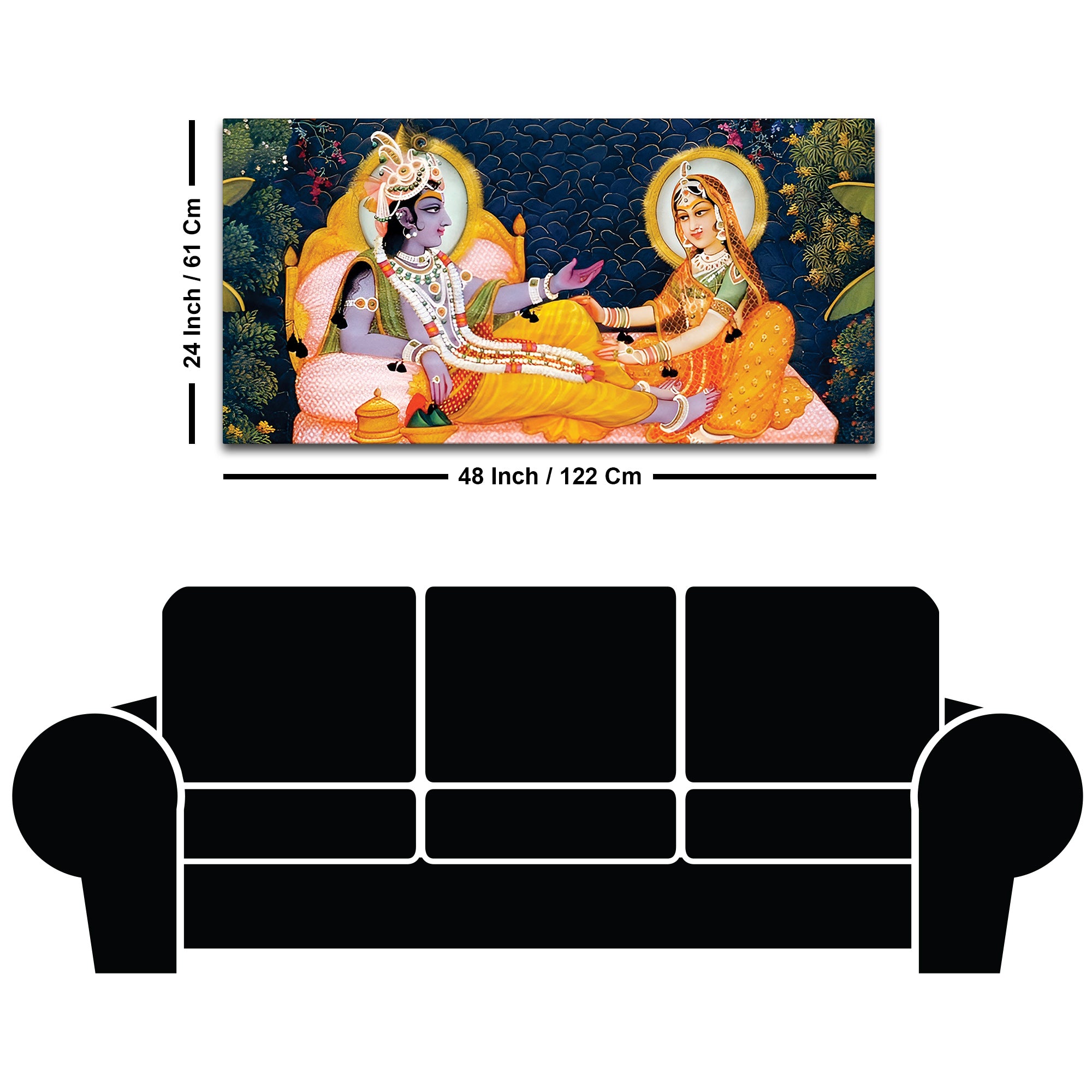 Traditional Radha Krishna Seated Canvas Wall Painting