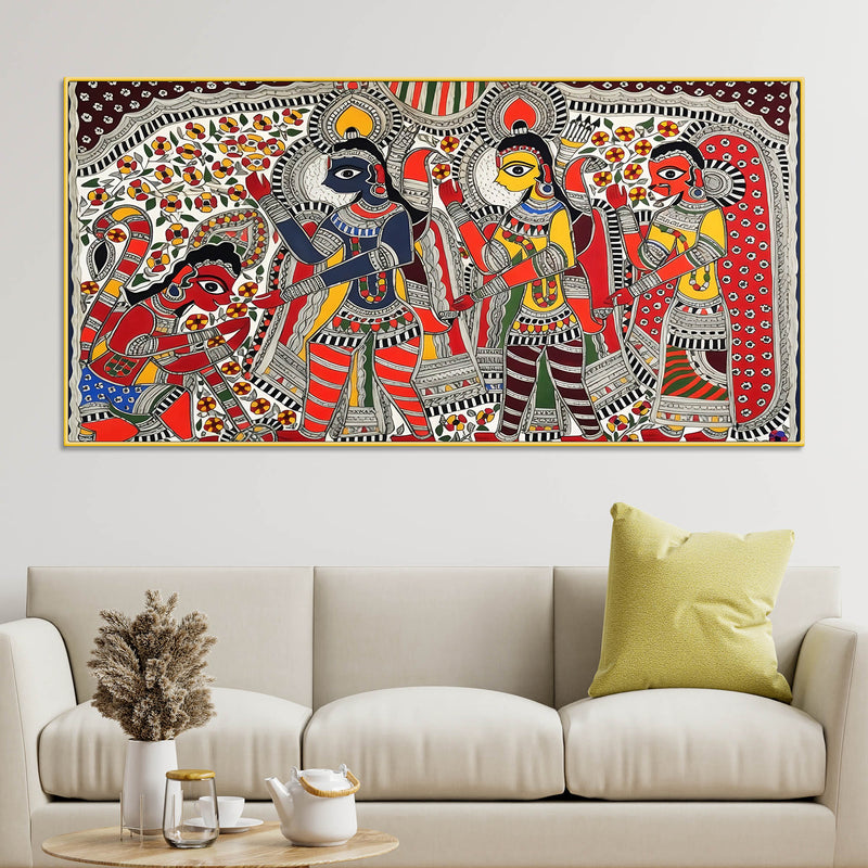 traditional-ramayana-madhubani-canvas-wall-painting