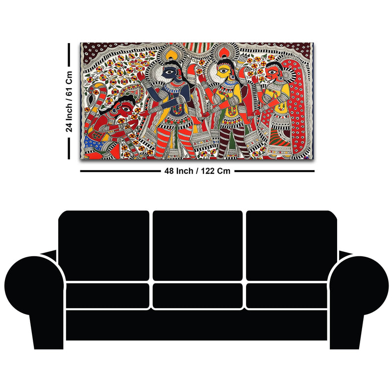 Traditional Ramayana Madhubani Canvas Wall Painting