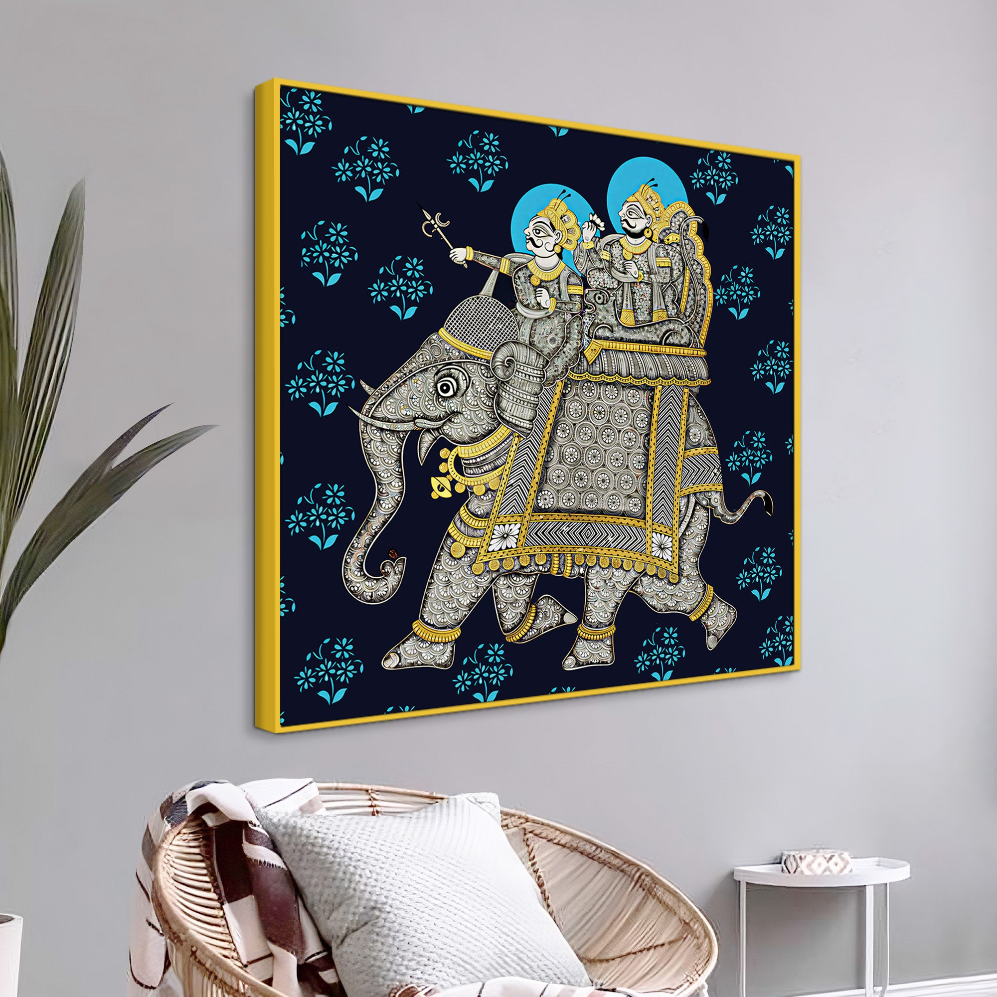 Traditional Royal Elephant Canvas Painting | Indian Home Décor