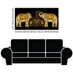 Traditional Royal Elephant Pair Canvas Wall Painting for Home and Office