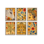 Traditional Royal Indian Artwork Wall Frame Set of Six