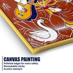 Traditional Saraswati Mata Canvas Painting for Spiritual Home Wall Decor