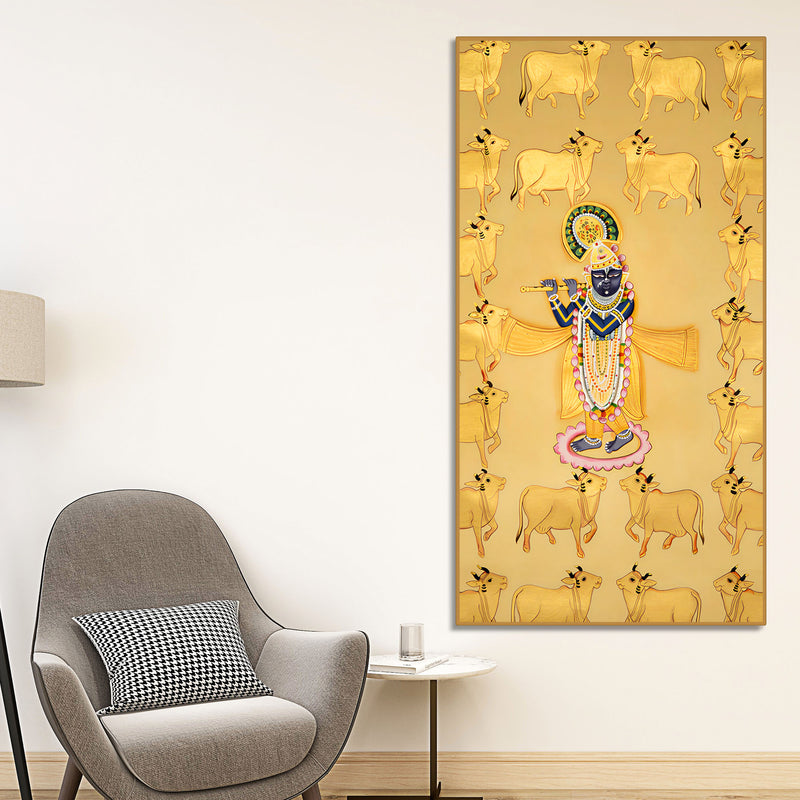 Traditional Shreenathji Canvas Painting | Devotional Decor