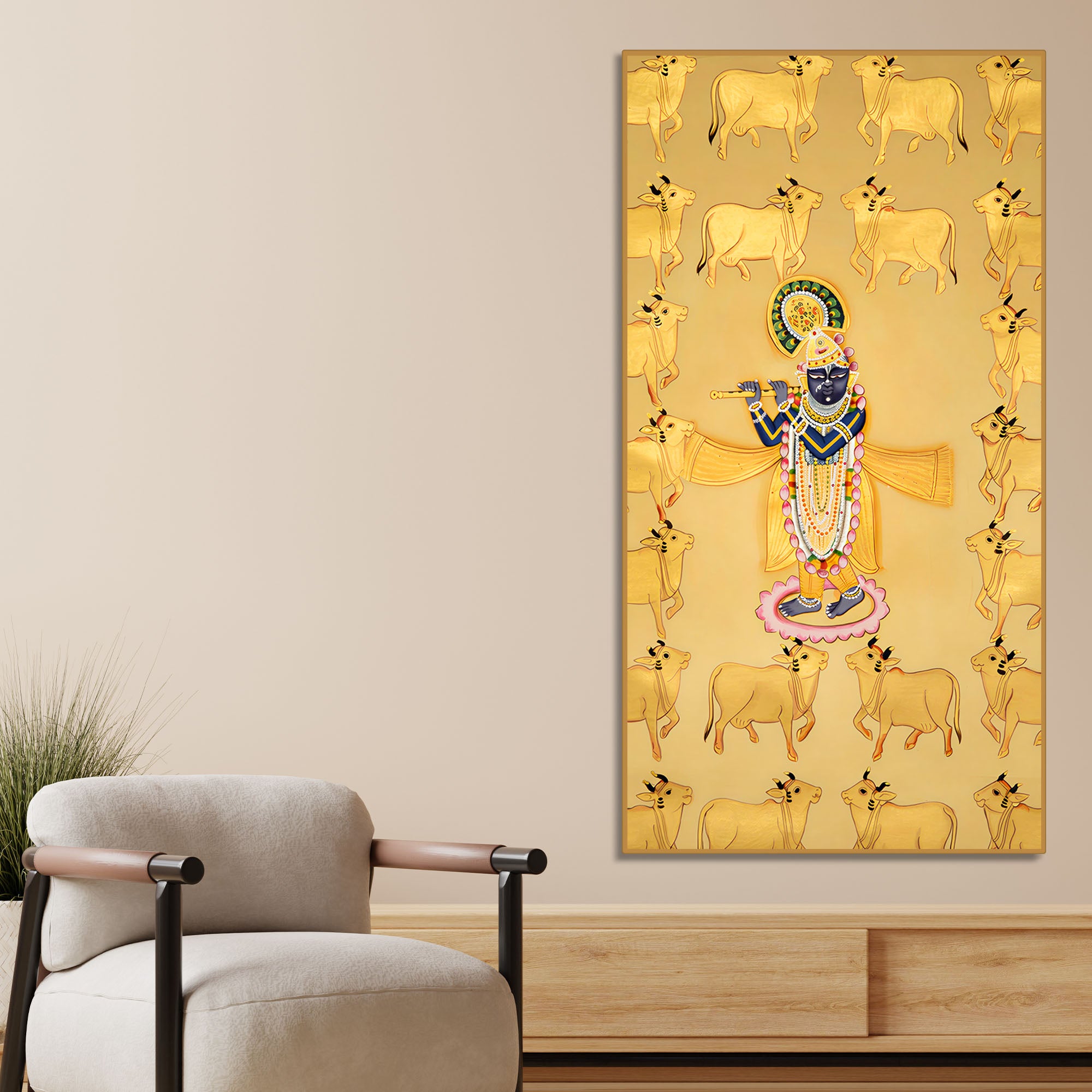 Traditional Shreenathji Canvas Painting | Devotional Decor