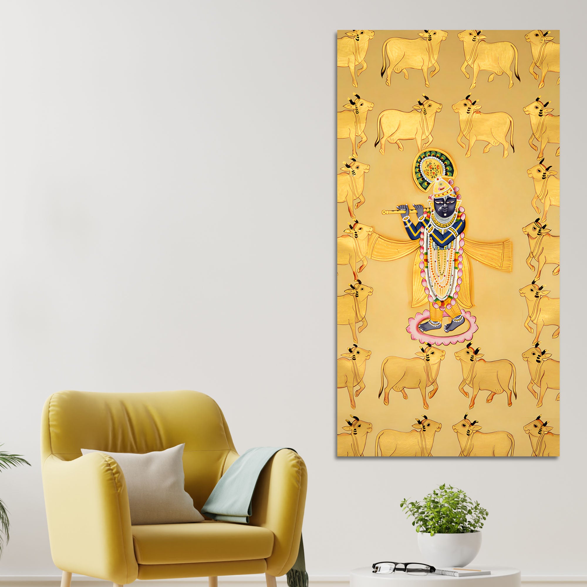 Traditional Shreenathji Canvas Painting | Devotional Decor