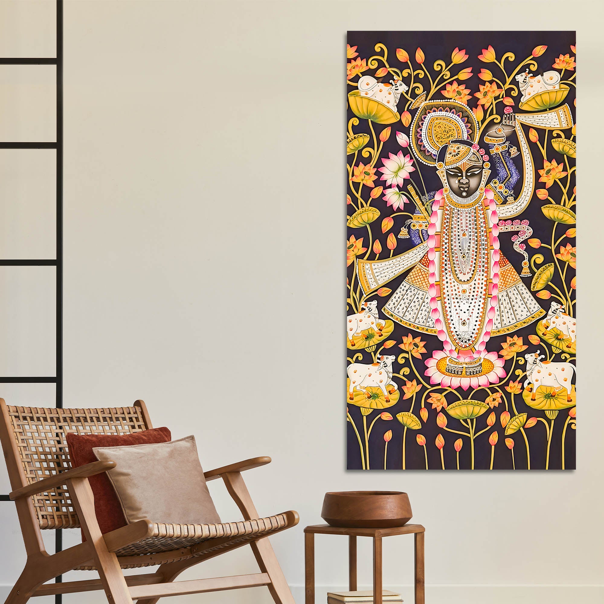 Traditional Shreenathji Canvas Wall Painting | Luxury Religious Decor